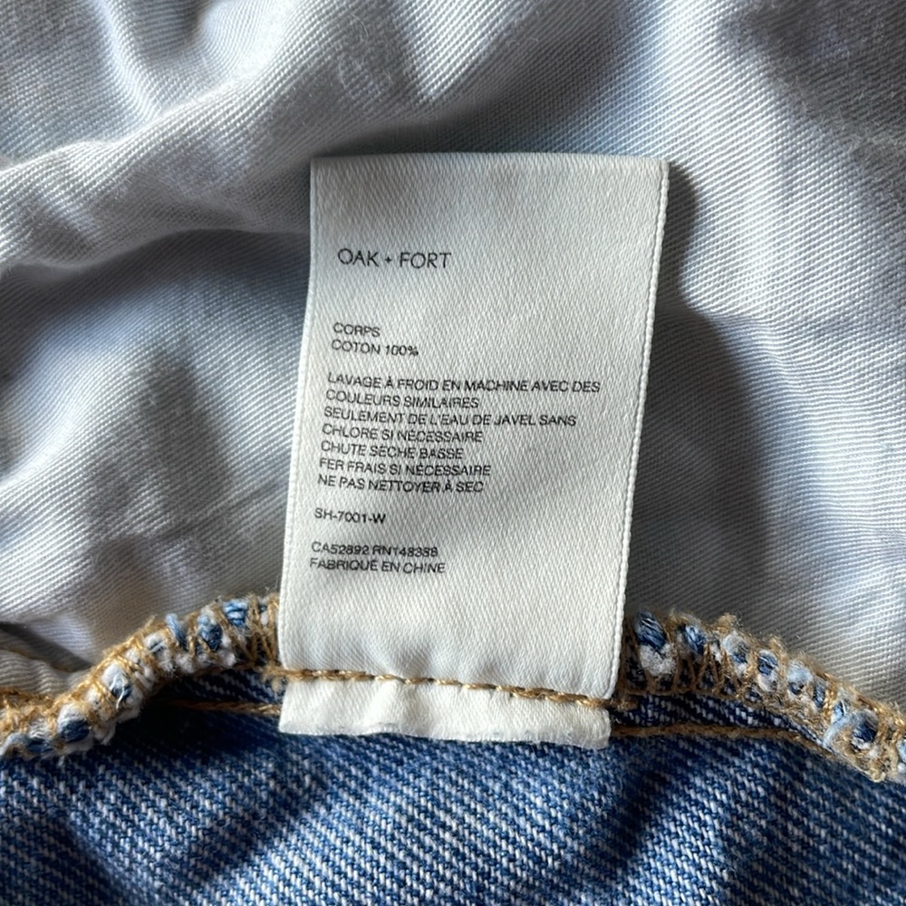 OAK + FORT Denim Paper Bag Shorts in Medium Wash • Size XS - Picture 8 of 10